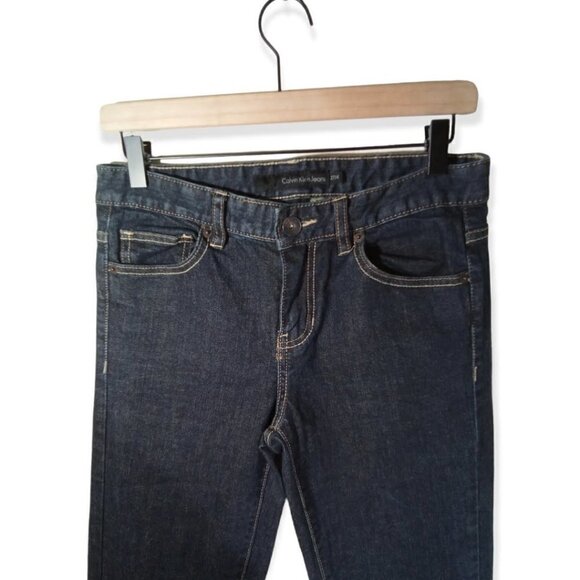 CALVIN Klein Dark Wash Mid-Rise Straight Leg Jeans Size 4 - Picture 3 of 4